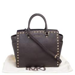 Pre Owned MICHAEL Michael Kors Dark Brown Saffiano Leather Large Selma Tote