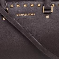 Pre Owned MICHAEL Michael Kors Dark Brown Saffiano Leather Large Selma Tote