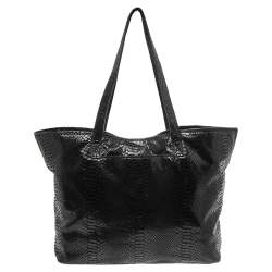 Pre Owned MICHAEL Michael Kors Back Python Embossed Laminated Suede Open Tote