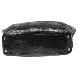 Pre Owned MICHAEL Michael Kors Back Python Embossed Laminated Suede Open Tote