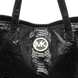 Pre Owned MICHAEL Michael Kors Back Python Embossed Laminated Suede Open Tote