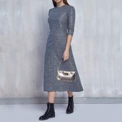 Pre Owned حقيبة باغيت مايكل مايكل كورس جلد لامع فضي بالشعار