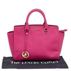 Pre Owned حقيبة يد توتس مايكل مايكل كورس سيلما كبيرة جلد سافيانو فوشيا كبيرة