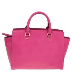 Pre Owned حقيبة يد توتس مايكل مايكل كورس سيلما كبيرة جلد سافيانو فوشيا كبيرة