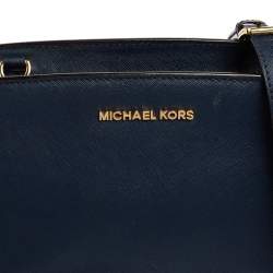Pre Owned MICHAEL Michael Kors Navy Blue Leather Small Selma Crossbody Bag