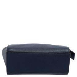 Pre Owned MICHAEL Michael Kors Navy Blue Leather Small Selma Crossbody Bag