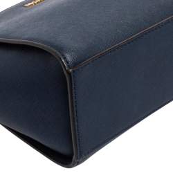 Pre Owned MICHAEL Michael Kors Navy Blue Leather Small Selma Crossbody Bag