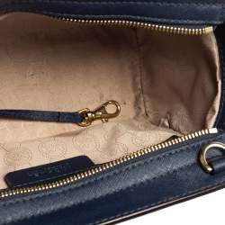 Pre Owned MICHAEL Michael Kors Navy Blue Leather Small Selma Crossbody Bag