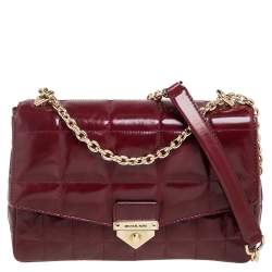Pre Owned MICHAEL Michael Kors Quilted Burgundy Leather Soho Shoulder Bag