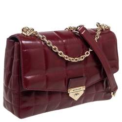 Pre Owned MICHAEL Michael Kors Quilted Burgundy Leather Soho Shoulder Bag