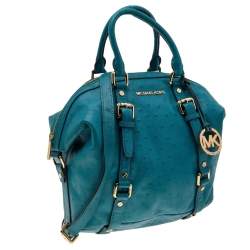 Pre Owned MICHAEL Michael Kors Blue Ostrich Embossed Leather Tote
