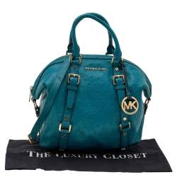 Pre Owned MICHAEL Michael Kors Blue Ostrich Embossed Leather Tote