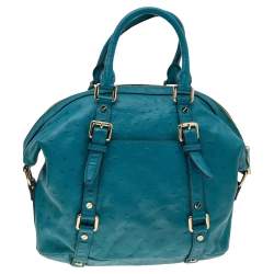 Pre Owned MICHAEL Michael Kors Blue Ostrich Embossed Leather Tote