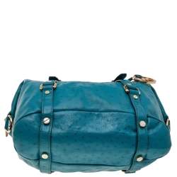 Pre Owned MICHAEL Michael Kors Blue Ostrich Embossed Leather Tote