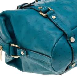 Pre Owned MICHAEL Michael Kors Blue Ostrich Embossed Leather Tote