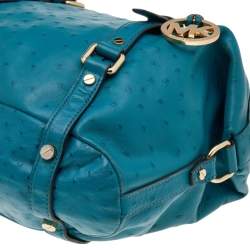 Pre Owned MICHAEL Michael Kors Blue Ostrich Embossed Leather Tote
