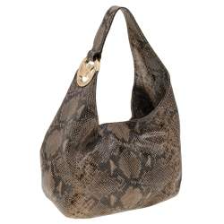 MICHAEL Michael Kors Brown Python Embossed Leather Hobo