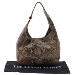 MICHAEL Michael Kors Brown Python Embossed Leather Hobo