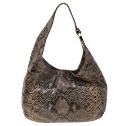 MICHAEL Michael Kors Brown Python Embossed Leather Hobo