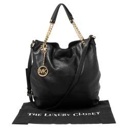 Pre Owned MICHAEL Michael Kors Black Soft Leather Jet Set Chain Hobo