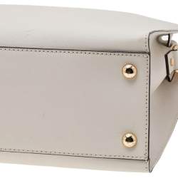 Pre Owned MICHAEL Michael Kors Off White Leather Large Hamilton North South Tote