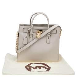 Pre Owned MICHAEL Michael Kors Off White Leather Large Hamilton North South Tote