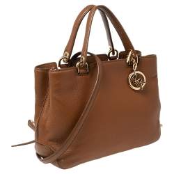 Pre Owned MICHAEL Michael Kors Brown Soft Leather Anabelle Mid Zip Tote