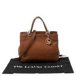 Pre Owned MICHAEL Michael Kors Brown Soft Leather Anabelle Mid Zip Tote