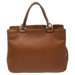 Pre Owned MICHAEL Michael Kors Brown Soft Leather Anabelle Mid Zip Tote