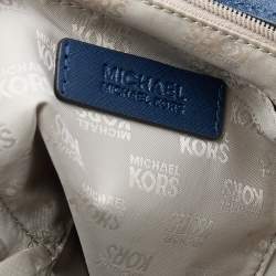 Pre Owned MICHAEL Michael Kors Navy Blue Saffiano Leather Large Jet Set Tote