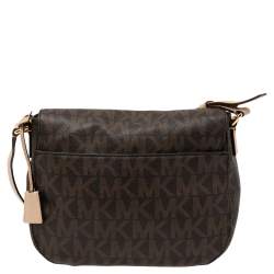 Pre Owned MICHAEL Michael Kors Brown Signature Coated Canvas Shoulder Bag