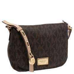 Pre Owned MICHAEL Michael Kors Brown Signature Coated Canvas Shoulder Bag