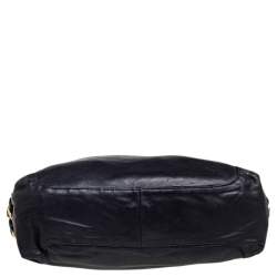 Pre Owned MICHAEL Michael Kors Black Leather ID Chain Hobo