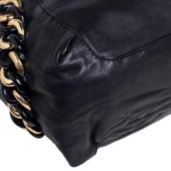 Pre Owned MICHAEL Michael Kors Black Leather ID Chain Hobo