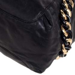 Pre Owned MICHAEL Michael Kors Black Leather ID Chain Hobo