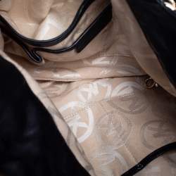 Pre Owned MICHAEL Michael Kors Black Leather ID Chain Hobo