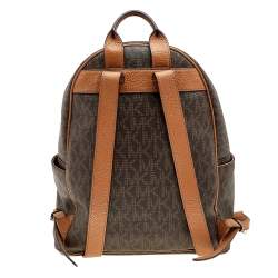 MICHAEL Michael Kors Brown Signature Coated Canvas and Leather Large Abbey Backpack