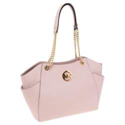 Pre Owned MICHAEL Michael Kors Pink Saffiano Leather Jet Set Travel Chain Tote