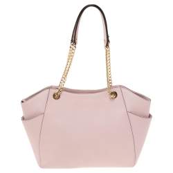 Pre Owned MICHAEL Michael Kors Pink Saffiano Leather Jet Set Travel Chain Tote