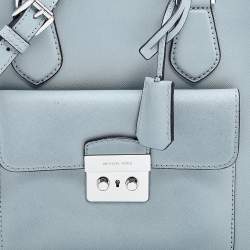 Pre Owned MICHAEL Michael Kors Light Grey Saffiano Leather Medium Bridgette Tote