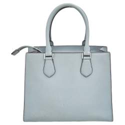 Pre Owned MICHAEL Michael Kors Light Grey Saffiano Leather Medium Bridgette Tote