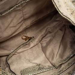 مملوكة مسبقًا Michael Michael Kors Beige/Black Python Effect Leather Fulton Hobo