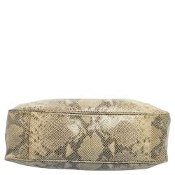 مملوكة مسبقًا Michael Michael Kors Beige/Black Python Effect Leather Fulton Hobo