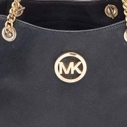 مملوكة مسبقًا MICHAEL Michael Kors Black Leather Jet Set Travel Chain Tote