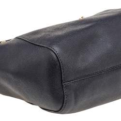 مملوكة مسبقًا MICHAEL Michael Kors Black Leather Jet Set Travel Chain Tote