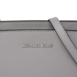 Pre Owned MICHAEL Michael Kors Grey Leather Studded Small Selma Crossbody Bag