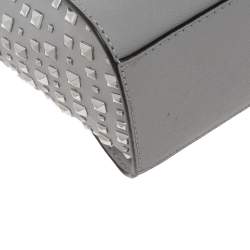 Pre Owned MICHAEL Michael Kors Grey Leather Studded Small Selma Crossbody Bag