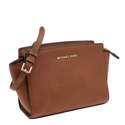 Pre Owned MICHAEL Michael Kors Brown Saffiano Leather Small Selma Crossbody Bag