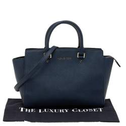 Pre Owned MICHAEL Michael Kors Blue Leather Large Selma Tote