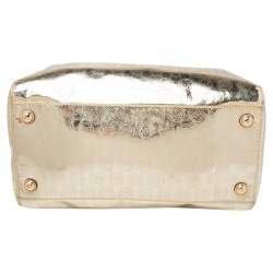 Pre Owned MICHAEL Michael Kors Gold Signature Laminated Leather Bedford Boston Bag